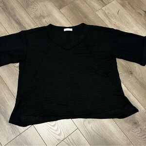 Black V-Neck Knit Top